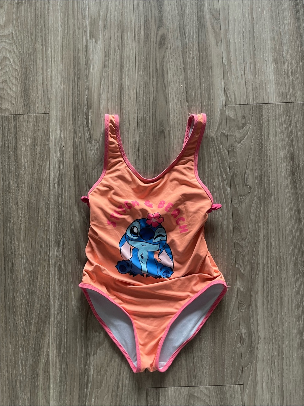 Zara Orange and Pink Stitch Graphic One-Piece Swim